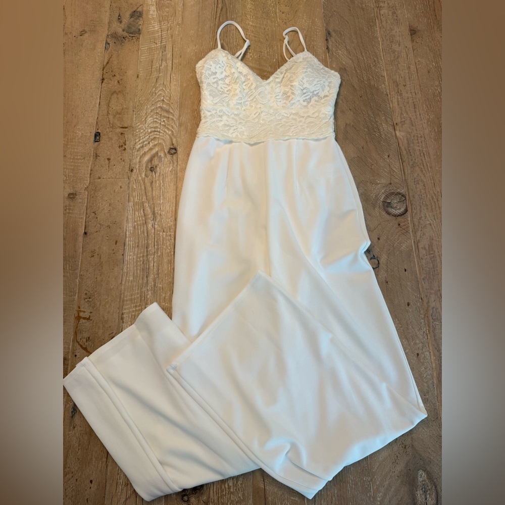 Alya White Lace Bodice Jumpsuit
